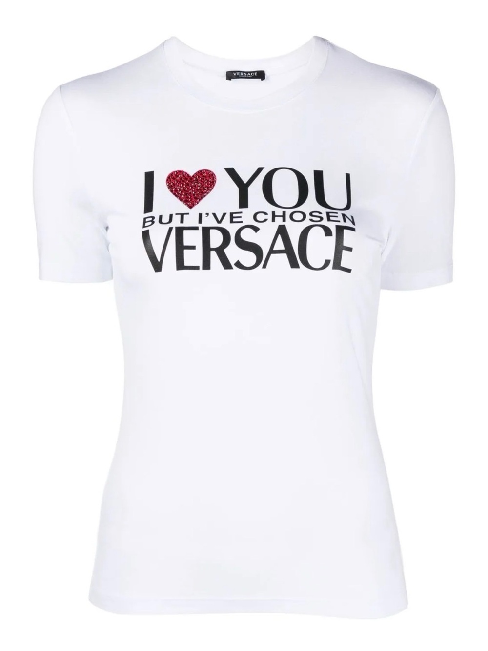 I Love You But I’ve Chosen Versace Crew Neck T-Shirt in White Size 36 IT/US XXS